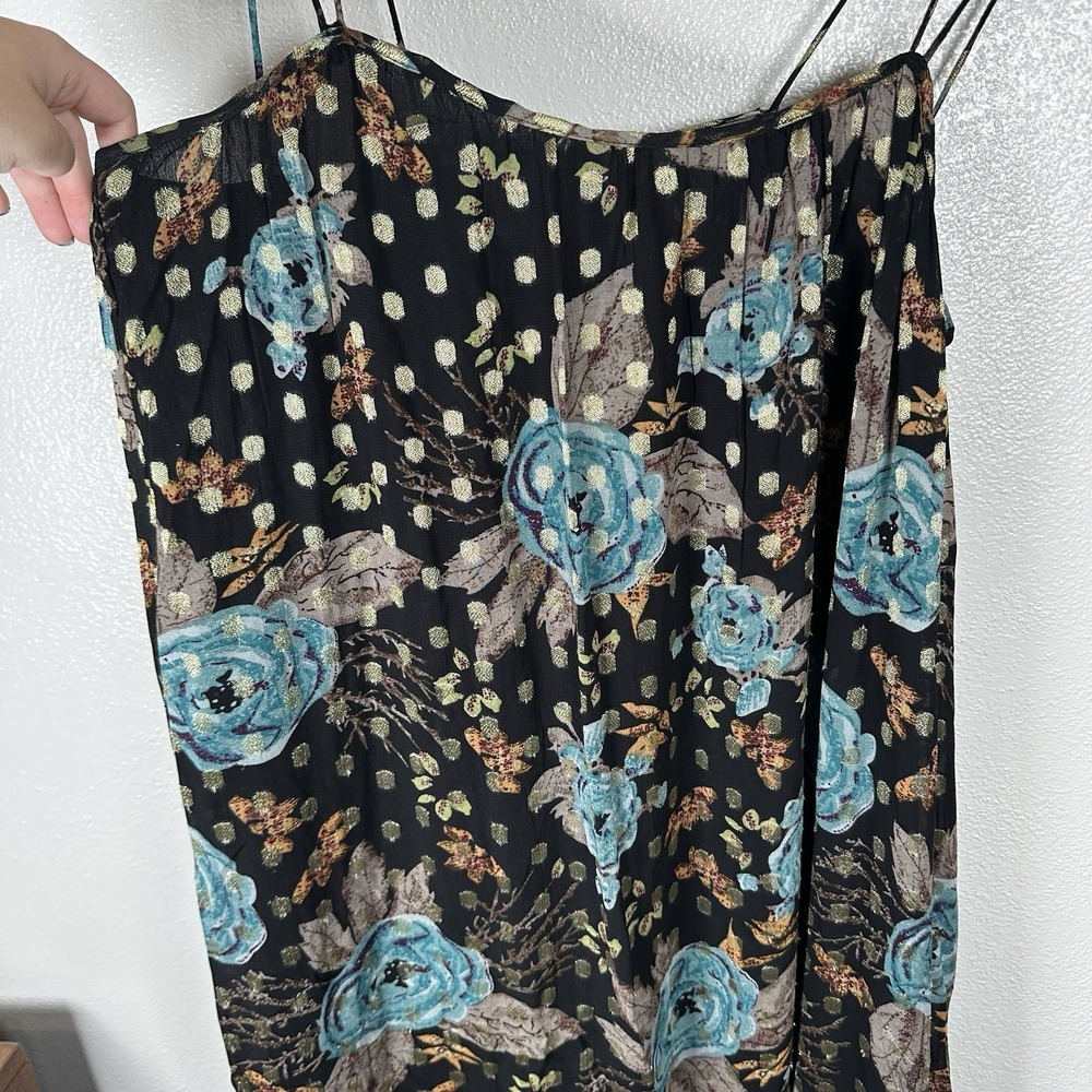 Natural Life The Alice Floral Metallic Maxi Dress Womens‎ XS Sleeveless Tiered - Picture 3 of 10